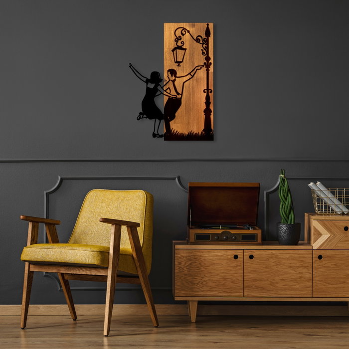 Wallity La La Land Escultura de pared en madera y metal Nogal y Negro